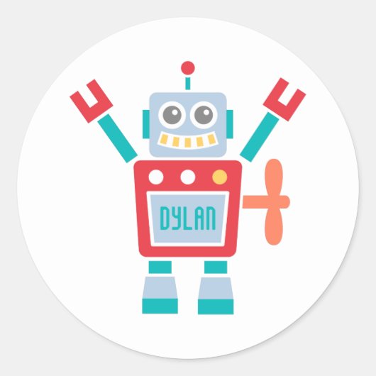 Sticker Rond Jouet Robot vintage Pour Enfants (Devant)