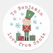 Sticker Rond Jouet Soldat Nom de l'enfant Amour Père Noël Noël (Devant)
