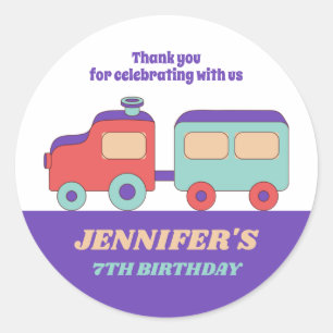 Sticker Rond Jouet Train Anniversaire de enfant Party Favoriser