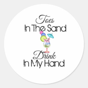 Sticker Rond Jouets Dans Le Sable, Bois Dans Ma Main