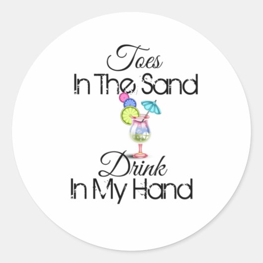 Sticker Rond Jouets Dans Le Sable, Bois Dans Ma Main (Devant)