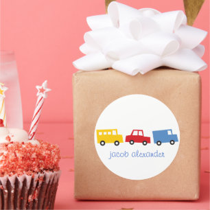 Sticker Rond Jouets de garçon Transport coloré Voiture Camion d