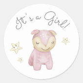 Sticker Rond Jouets Pastel Plush C'est une fille (Devant)