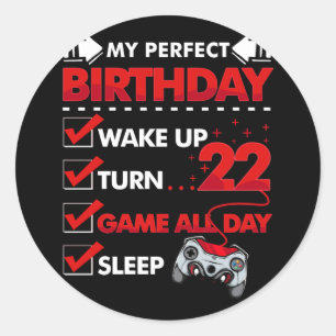 Sticker Rond Joueur âgé de 22 ans garçon 22ème Jeu d'anniversai