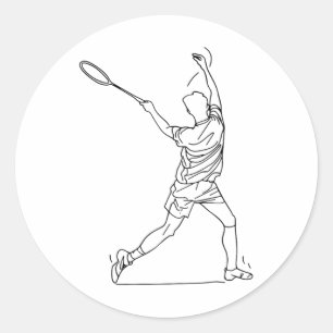Sticker Rond Joueur Badminton Dessin Jeu De Navette Pour Garçon