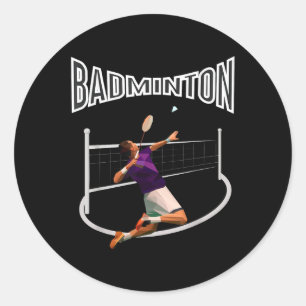 Sticker Rond Joueur Badminton Navette Garçons Hommes Jeunes