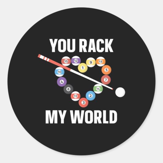 Sticker Rond Joueur Billard Ball Pun Coeur Valentines Da (Devant)