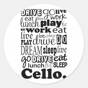 Sticker Rond Joueur Cellist Gig Cello
