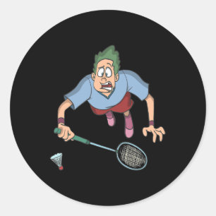 Sticker Rond Joueur de badminton