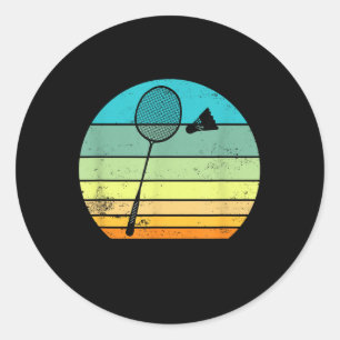 Sticker Rond Joueur de badminton à raquette de navette rétro vi