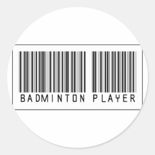 Sticker Rond Joueur de badminton de code barres