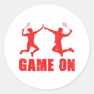 Sticker Rond Joueur de badminton graphique Game On Shuttle Spor