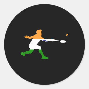 Sticker Rond Joueur de badminton indien drapeau raquette volant
