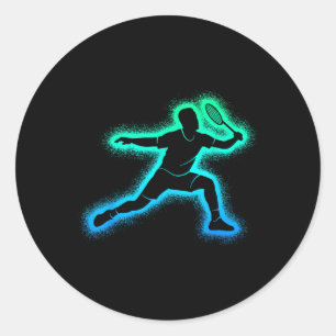 Sticker Rond Joueur de badminton Navette Hommes Enfants Badmint
