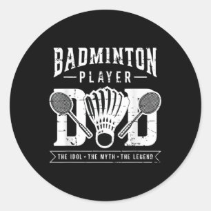 Sticker Rond Joueur de badminton Papa Le joueur de volant badmi