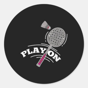Sticker Rond Joueur de badminton Sport Bâton Navette Raquette