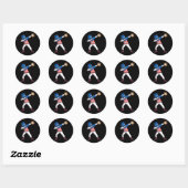 Sticker Rond Joueur de baseball Dabbing 4 juillet Drapeau améri (Feuille)