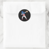 Sticker Rond Joueur de baseball Dabbing 4 juillet Drapeau améri (Sac)