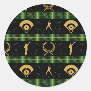 Sticker Rond Joueur de baseball de Noël - coche verte
