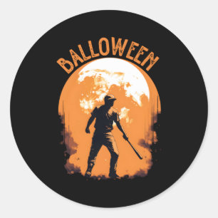 Sticker Rond Joueur De Baseball D'Halloween Tri Ou Traite