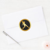 STICKER ROND JOUEUR DE BASEBALL D'OR (Enveloppe)