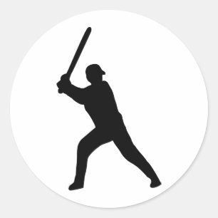 Sticker Rond joueur de baseball noir