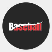 Sticker Rond Joueur de baseball - Red Abstrait Swish Word Art (Devant)