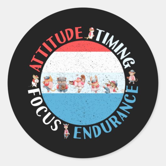 Sticker Rond Joueur de baseball - Rouge Blanc Bleu (Devant)