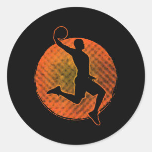 Sticker Rond Joueur de baseball Sport Vintage Hommes Garçons Ba