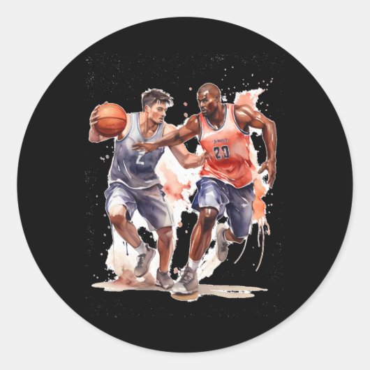 Sticker Rond Joueur De Basket (Devant)