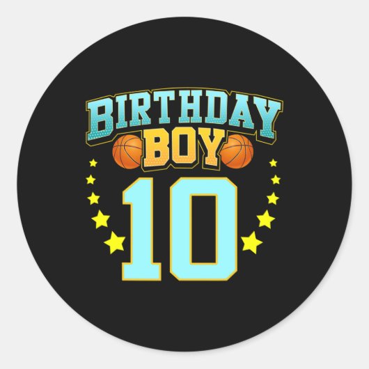 Sticker Rond Joueur de basket 10 ans 10e fête d'anniversaire (Devant)