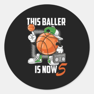 Sticker Rond Joueur de basket-ball 5e anniversaire Fundy 5 ans