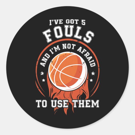 Sticker Rond Joueur de basket-ball amusant Cadeau - Boucles 5 V (Devant)