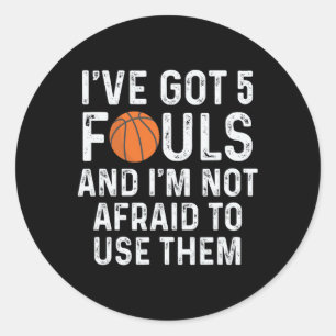 Sticker Rond Joueur de basket-ball amusant cerceaux 5 fautes