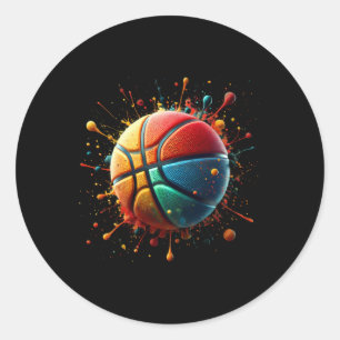 Sticker Rond Joueur de basket-ball coloré