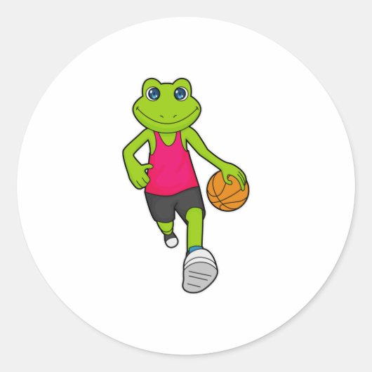 Sticker Rond Joueur de basket-ball de grenouille (Devant)