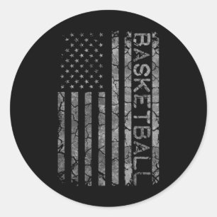 Sticker Rond Joueur De Basket-Ball Drapeau Américain Coach Pour