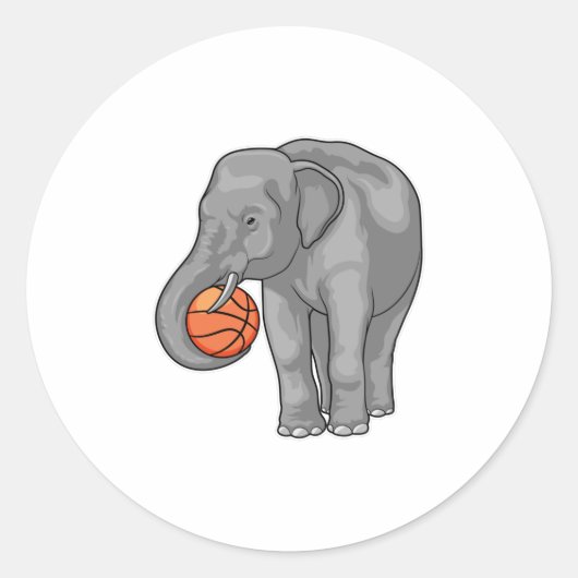 Sticker Rond Joueur de basket-ball éléphant (Devant)