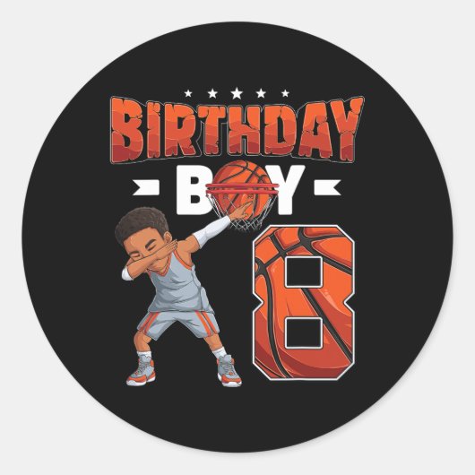 Sticker Rond Joueur de basket-ball en basketball 8 ans Garçon 8 (Devant)