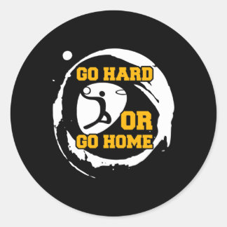 Sticker Rond Joueur De Basket-Ball Go Hard Ou Go Home Cadeau I