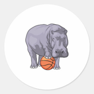 Sticker Rond Joueur de basket-ball hippo