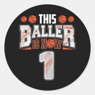Sticker Rond Joueur de basket-ball pour enfants 1 ans Garçon de