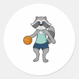 Sticker Rond Joueur de basket-ball Racoon