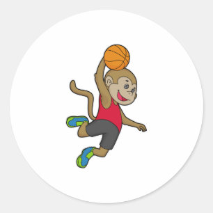 Sticker Rond Joueur de basket-ball singe