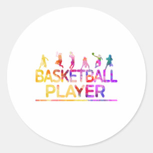 Sticker Rond Joueur de basket-ball Sport Aquarelle
