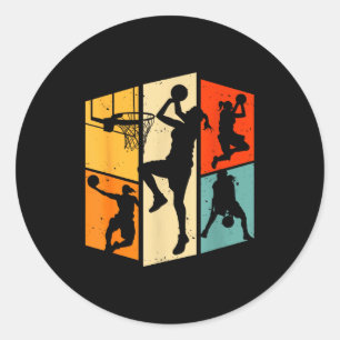 Sticker Rond Joueur de basketball équipe silhouette vintage