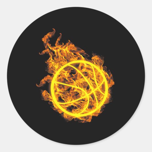 Sticker Rond Joueur de basketball flamboyant de basket-ball de  (Devant)