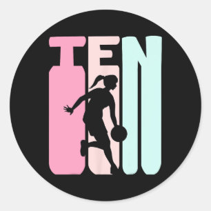 Sticker Rond Joueur de basketball rétro 10e anniversaire 10 ans