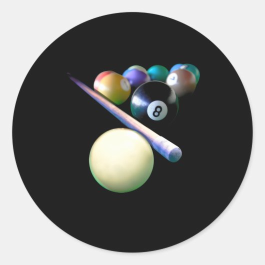 Sticker Rond Joueur de billard Billard Balls Cue Snooker (Devant)