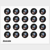 Sticker Rond Joueur de billard de requin Cool Pool (Feuille)